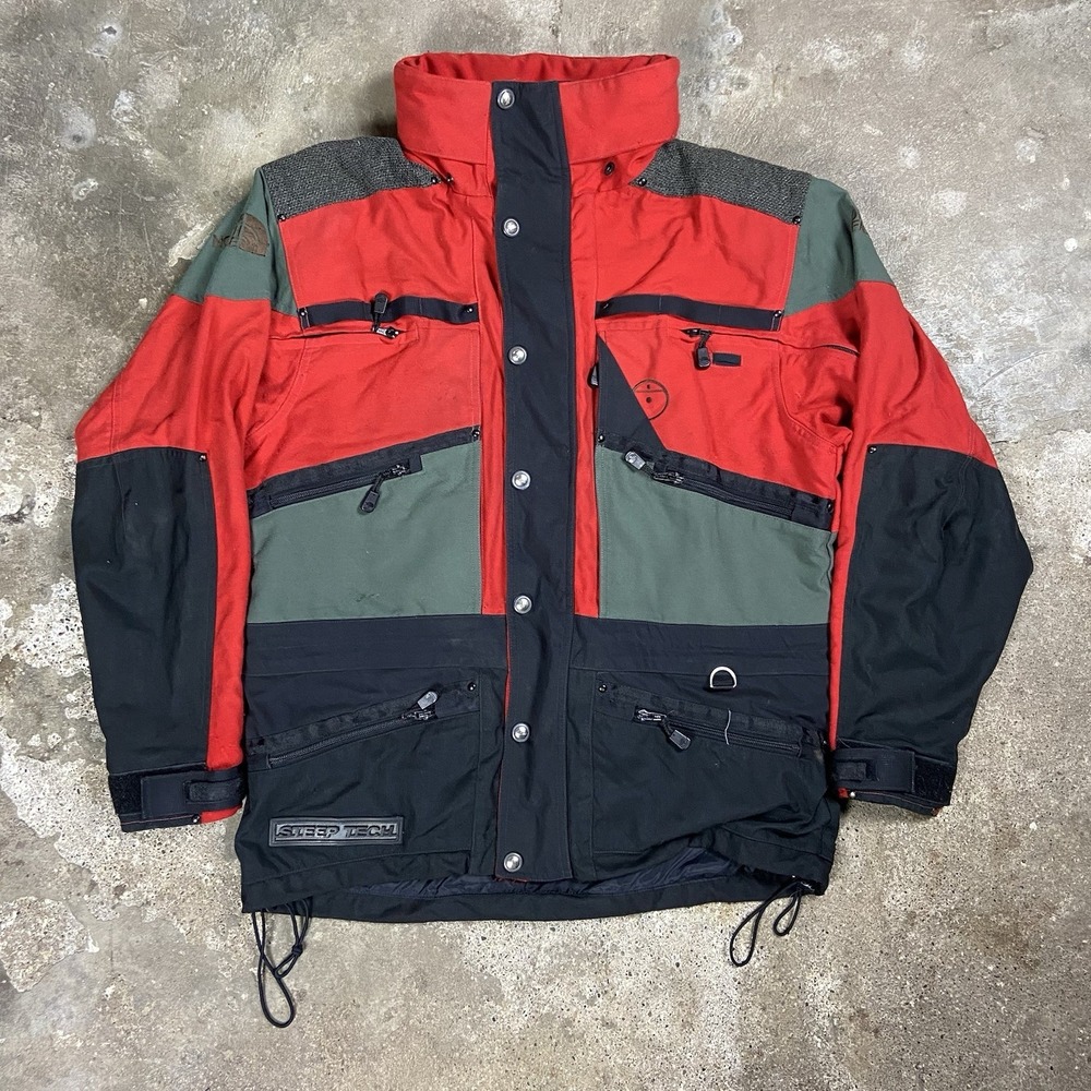 The North Face Steep Tech Scot Schmidt Jacket Size Medium Red Color Block Snap